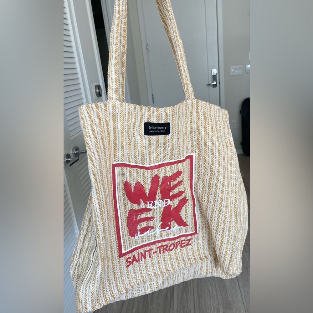 Marinette Saint-Tropez Week End Beach Tote Straw Canvas Large Bag Saint Tropez